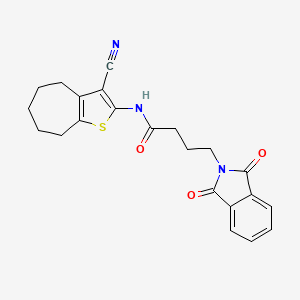 molecular formula C22H21N3O3S B11640971 N-(3-cyano-5,6,7,8-tetrahydro-4H-cyclohepta[b]thiophen-2-yl)-4-(1,3-dioxo-1,3-dihydro-2H-isoindol-2-yl)butanamide 