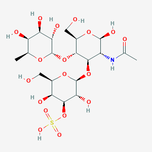 molecular formula C21H36NNaO18S B116410 alpha-L-Fucp-(1->4)-[beta-D-Galp3S-(1->3)]-beta-D-GlcpNAc CAS No. 153088-71-2