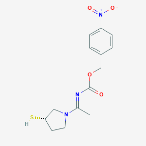 molecular formula C14H17N3O4S B116414 (S)-[1-(3-Mercapto-1-pyrrolidinyl)ethylidene]carbamic acid (4-nitrophenyl)methyl ester CAS No. 90505-36-5