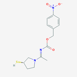 molecular formula C₁₄H₁₇N₃O₄S B116414 (s)-p1-(3-Mercapto-1-pyrrolidinyl)ethylidene]-(4-nitrophenyl)methyl ester, carbamic acid CAS No. 90505-36-5
