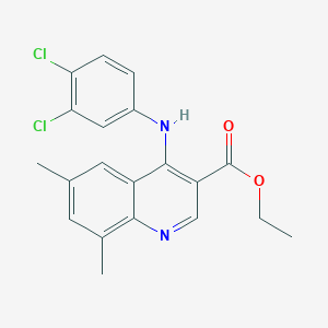 molecular formula C20H18Cl2N2O2 B11641424 Ethyl 4-[(3,4-dichlorophenyl)amino]-6,8-dimethylquinoline-3-carboxylate 