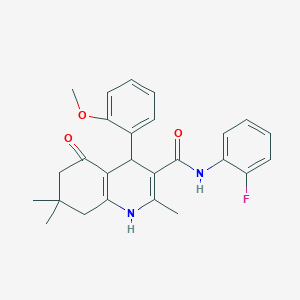 molecular formula C26H27FN2O3 B11641458 N-(2-Fluorophenyl)-4-(2-methoxyphenyl)-2,7,7-trimethyl-5-oxo-1,4,5,6,7,8-hexahydro-3-quinolinecarboxamide 