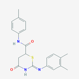 molecular formula C20H21N3O2S B11641566 2-[(3,4-dimethylphenyl)amino]-N-(4-methylphenyl)-4-oxo-5,6-dihydro-4H-1,3-thiazine-6-carboxamide 