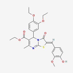 molecular formula C28H30N2O7S B11641709 ethyl (2Z)-5-(3,4-diethoxyphenyl)-2-(4-hydroxy-3-methoxybenzylidene)-7-methyl-3-oxo-2,3-dihydro-5H-[1,3]thiazolo[3,2-a]pyrimidine-6-carboxylate 