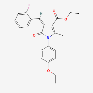 molecular formula C23H22FNO4 B11641840 ethyl (4Z)-1-(4-ethoxyphenyl)-4-(2-fluorobenzylidene)-2-methyl-5-oxo-4,5-dihydro-1H-pyrrole-3-carboxylate 