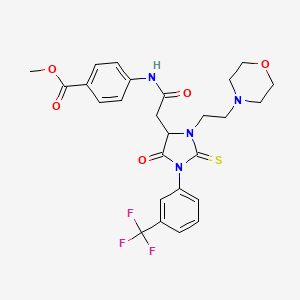 molecular formula C26H27F3N4O5S B11641903 Methyl 4-[({3-[2-(morpholin-4-yl)ethyl]-5-oxo-2-thioxo-1-[3-(trifluoromethyl)phenyl]imidazolidin-4-yl}acetyl)amino]benzoate 