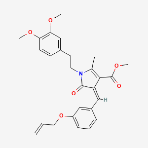 molecular formula C27H29NO6 B11642027 methyl (4Z)-1-[2-(3,4-dimethoxyphenyl)ethyl]-2-methyl-5-oxo-4-[3-(prop-2-en-1-yloxy)benzylidene]-4,5-dihydro-1H-pyrrole-3-carboxylate 
