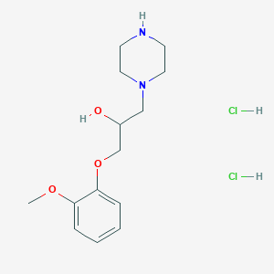 molecular formula C14H23ClN2O3 B116436 1-(2-Methoxyphenoxy)-3-(piperazin-1-yl)propan-2-ol dihydrochloride CAS No. 1185293-30-4