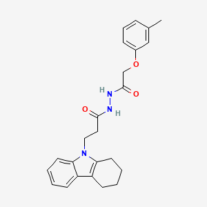 molecular formula C24H27N3O3 B11644916 N'-[(3-methylphenoxy)acetyl]-3-(1,2,3,4-tetrahydro-9H-carbazol-9-yl)propanehydrazide 