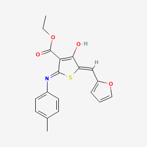 molecular formula C19H17NO4S B11645792 ethyl (5Z)-5-(furan-2-ylmethylidene)-2-[(4-methylphenyl)amino]-4-oxo-4,5-dihydrothiophene-3-carboxylate 