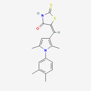 molecular formula C18H18N2OS2 B11646007 (5E)-5-{[1-(3,4-dimethylphenyl)-2,5-dimethyl-1H-pyrrol-3-yl]methylidene}-2-thioxo-1,3-thiazolidin-4-one 