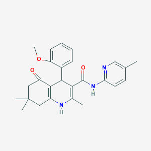 molecular formula C26H29N3O3 B11646023 4-(2-Methoxyphenyl)-2,7,7-trimethyl-N-(5-methyl-2-pyridinyl)-5-oxo-1,4,5,6,7,8-hexahydro-3-quinolinecarboxamide 