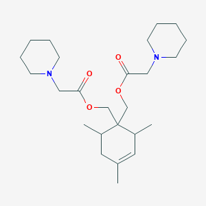 molecular formula C25H42N2O4 B11646326 (2,4,6-Trimethylcyclohex-3-ene-1,1-diyl)dimethanediyl bis(piperidin-1-ylacetate) 