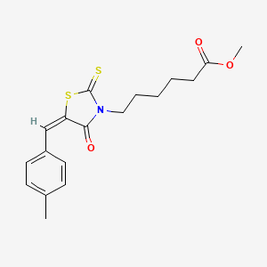 molecular formula C18H21NO3S2 B11646397 methyl 6-[(5E)-5-[(4-methylphenyl)methylidene]-4-oxo-2-sulfanylidene-1,3-thiazolidin-3-yl]hexanoate 