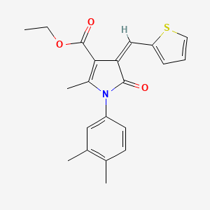 molecular formula C21H21NO3S B11646501 ethyl (4Z)-1-(3,4-dimethylphenyl)-2-methyl-5-oxo-4-(thiophen-2-ylmethylidene)-4,5-dihydro-1H-pyrrole-3-carboxylate 