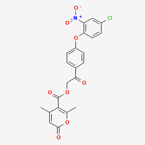 molecular formula C22H16ClNO8 B11646623 2-[4-(4-chloro-2-nitrophenoxy)phenyl]-2-oxoethyl 4,6-dimethyl-2-oxo-2H-pyran-5-carboxylate 