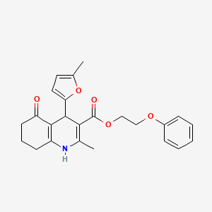 molecular formula C24H25NO5 B11646664 2-Phenoxyethyl 2-methyl-4-(5-methylfuran-2-yl)-5-oxo-1,4,5,6,7,8-hexahydroquinoline-3-carboxylate 