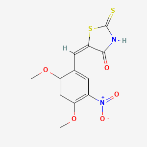 molecular formula C12H10N2O5S2 B11646858 (5E)-5-[(2,4-dimethoxy-5-nitrophenyl)methylidene]-2-sulfanylidene-1,3-thiazolidin-4-one 