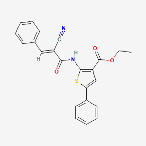 molecular formula C23H18N2O3S B11646898 ethyl 2-{[(2E)-2-cyano-3-phenylprop-2-enoyl]amino}-5-phenylthiophene-3-carboxylate 