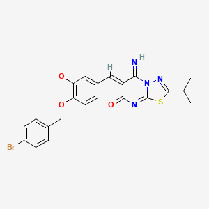 molecular formula C23H21BrN4O3S B11646965 (6Z)-6-{4-[(4-bromobenzyl)oxy]-3-methoxybenzylidene}-5-imino-2-(propan-2-yl)-5,6-dihydro-7H-[1,3,4]thiadiazolo[3,2-a]pyrimidin-7-one 