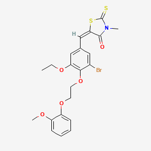 molecular formula C22H22BrNO5S2 B11646980 (5E)-5-{3-bromo-5-ethoxy-4-[2-(2-methoxyphenoxy)ethoxy]benzylidene}-3-methyl-2-thioxo-1,3-thiazolidin-4-one 