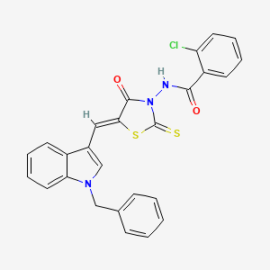 molecular formula C26H18ClN3O2S2 B11647058 N-{(5Z)-5-[(1-benzyl-1H-indol-3-yl)methylidene]-4-oxo-2-thioxo-1,3-thiazolidin-3-yl}-2-chlorobenzamide 