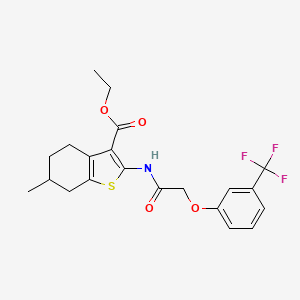 molecular formula C21H22F3NO4S B11647171 Ethyl 6-methyl-2-({[3-(trifluoromethyl)phenoxy]acetyl}amino)-4,5,6,7-tetrahydro-1-benzothiophene-3-carboxylate 