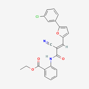 molecular formula C23H17ClN2O4 B11647443 ethyl 2-({(2E)-3-[5-(3-chlorophenyl)furan-2-yl]-2-cyanoprop-2-enoyl}amino)benzoate 