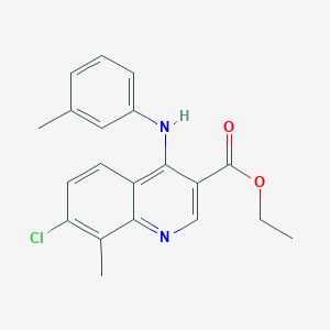 molecular formula C20H19ClN2O2 B11647698 Ethyl 7-chloro-8-methyl-4-[(3-methylphenyl)amino]quinoline-3-carboxylate 