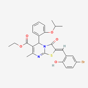 molecular formula C26H25BrN2O5S B11647753 ethyl (2Z)-2-(5-bromo-2-hydroxybenzylidene)-7-methyl-3-oxo-5-[2-(propan-2-yloxy)phenyl]-2,3-dihydro-5H-[1,3]thiazolo[3,2-a]pyrimidine-6-carboxylate 