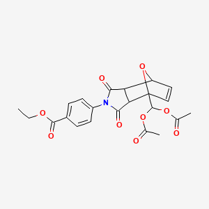 molecular formula C22H21NO9 B11647773 ethyl 4-{4-[bis(acetyloxy)methyl]-1,3-dioxo-1,3,3a,4,7,7a-hexahydro-2H-4,7-epoxyisoindol-2-yl}benzoate 