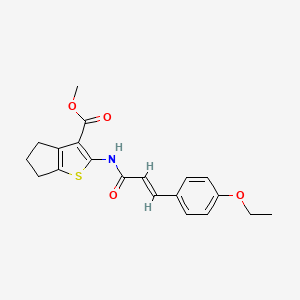 molecular formula C20H21NO4S B11647798 methyl 2-{[(2E)-3-(4-ethoxyphenyl)prop-2-enoyl]amino}-5,6-dihydro-4H-cyclopenta[b]thiophene-3-carboxylate 