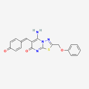 molecular formula C19H14N4O3S B11648051 (6Z)-6-(4-hydroxybenzylidene)-5-imino-2-(phenoxymethyl)-5,6-dihydro-7H-[1,3,4]thiadiazolo[3,2-a]pyrimidin-7-one 