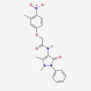 molecular formula C20H20N4O5 B11648228 N-(1,5-dimethyl-3-oxo-2-phenyl-2,3-dihydro-1H-pyrazol-4-yl)-2-(3-methyl-4-nitrophenoxy)acetamide 