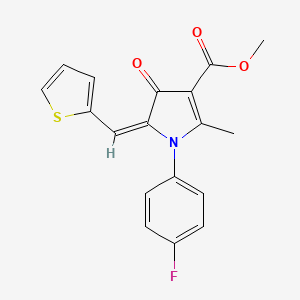molecular formula C18H14FNO3S B11648406 methyl (5E)-1-(4-fluorophenyl)-2-methyl-4-oxo-5-(thiophen-2-ylmethylidene)-4,5-dihydro-1H-pyrrole-3-carboxylate 