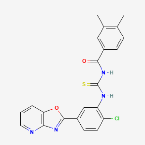 molecular formula C22H17ClN4O2S B11648724 N-{[2-chloro-5-([1,3]oxazolo[4,5-b]pyridin-2-yl)phenyl]carbamothioyl}-3,4-dimethylbenzamide 