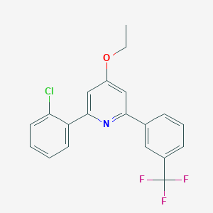 molecular formula C20H15ClF3NO B116490 Pyridine, 2-(2-chlorophenyl)-4-ethoxy-6-(3-(trifluoromethyl)phenyl)- CAS No. 144320-20-7