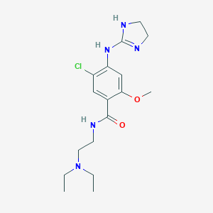 molecular formula C17H26ClN5O2 B011650 Benzamide, 5-chloro-N-(2-(diethylamino)ethyl)-4-((4,5-dihydro-1H-imidazol-2-yl)amino)-2-methoxy- CAS No. 111049-28-6