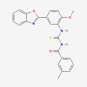 molecular formula C23H19N3O3S B11650119 N-{[5-(1,3-benzoxazol-2-yl)-2-methoxyphenyl]carbamothioyl}-3-methylbenzamide 