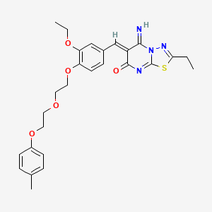 molecular formula C27H30N4O5S B11650151 (6Z)-6-(3-ethoxy-4-{2-[2-(4-methylphenoxy)ethoxy]ethoxy}benzylidene)-2-ethyl-5-imino-5,6-dihydro-7H-[1,3,4]thiadiazolo[3,2-a]pyrimidin-7-one 