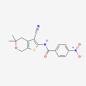 molecular formula C17H15N3O4S B11650747 N-(3-cyano-5,5-dimethyl-4,7-dihydro-5H-thieno[2,3-c]pyran-2-yl)-4-nitrobenzamide 