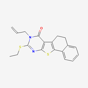 molecular formula C19H18N2OS2 B11651176 8-Allyl-9-ethylsulfanyl-5,8-dihydro-6H-11-thia-8,10-diaza-benzo[a]fluoren-7-one 