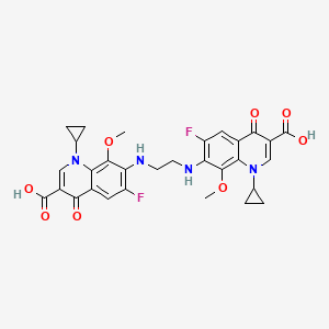 molecular formula C30H28F2N4O8 B1165157 7-[2-[(3-Carboxy-1-cyclopropyl-6-fluoro-8-methoxy-4-oxo-7-quinolyl)amino]ethylamino]-1-cyclopropyl-6-fluoro-8-methoxy-4-oxo-quinoline-3-carboxylic acid CAS No. 1497338-53-0