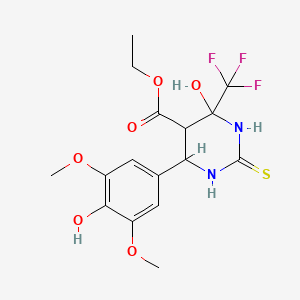 molecular formula C16H19F3N2O6S B11651703 Ethyl 4-hydroxy-6-(4-hydroxy-3,5-dimethoxyphenyl)-2-thioxo-4-(trifluoromethyl)hexahydropyrimidine-5-carboxylate 