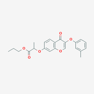 molecular formula C22H22O6 B11652060 propyl 2-{[3-(3-methylphenoxy)-4-oxo-4H-chromen-7-yl]oxy}propanoate 