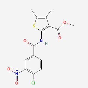 molecular formula C15H13ClN2O5S B11652214 Methyl 2-{[(4-chloro-3-nitrophenyl)carbonyl]amino}-4,5-dimethylthiophene-3-carboxylate 
