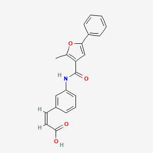 molecular formula C21H17NO4 B11652247 3-{3-[(2-Methyl-5-phenyl-furan-3-carbonyl)-amino]-phenyl}-acrylic acid 