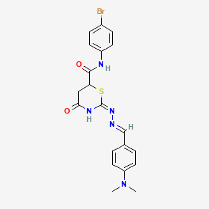 molecular formula C20H20BrN5O2S B11652289 N-(4-bromophenyl)-2-[(2E)-2-[[4-(dimethylamino)phenyl]methylidene]hydrazinyl]-4-oxo-5,6-dihydro-1,3-thiazine-6-carboxamide 