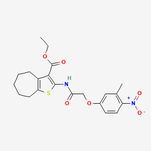 molecular formula C21H24N2O6S B11652365 ethyl 2-{[(3-methyl-4-nitrophenoxy)acetyl]amino}-5,6,7,8-tetrahydro-4H-cyclohepta[b]thiophene-3-carboxylate 