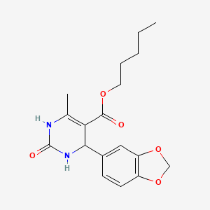molecular formula C18H22N2O5 B11652468 Pentyl 4-(1,3-benzodioxol-5-yl)-6-methyl-2-oxo-1,2,3,4-tetrahydropyrimidine-5-carboxylate 